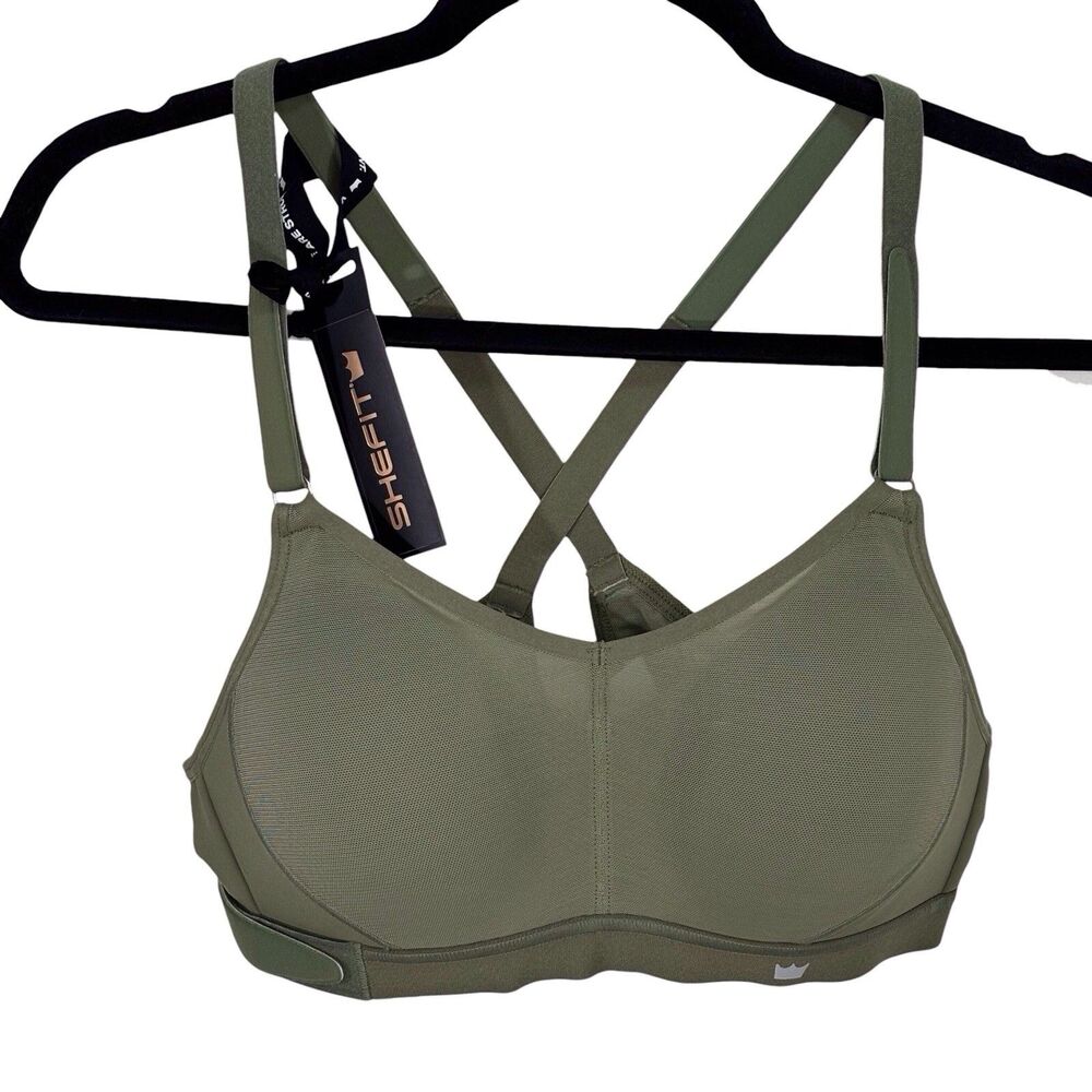 SHEFIT Olive Green Crisscross Back Sports Bra